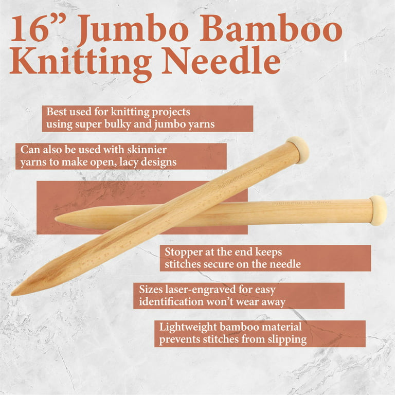 6 Pieces Large Knitting Needles Jumbo Straight Wooden Knitting