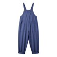 thumbnail image 5 of Linen Jumpsuits for Women Summer Fall Casual Sleeveless Wide Leg Overalls Adjustable Strap Jumpsuit Trendy Beach Vacation Outfit Navy M, 5 of 6
