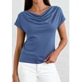 thumbnail image 3 of PRETTYGARDEN Blouses for Women Dressy Casual Summer Cowl Neck Short Sleeve Tops Spring Work Office Teacher Shirts, 3 of 10