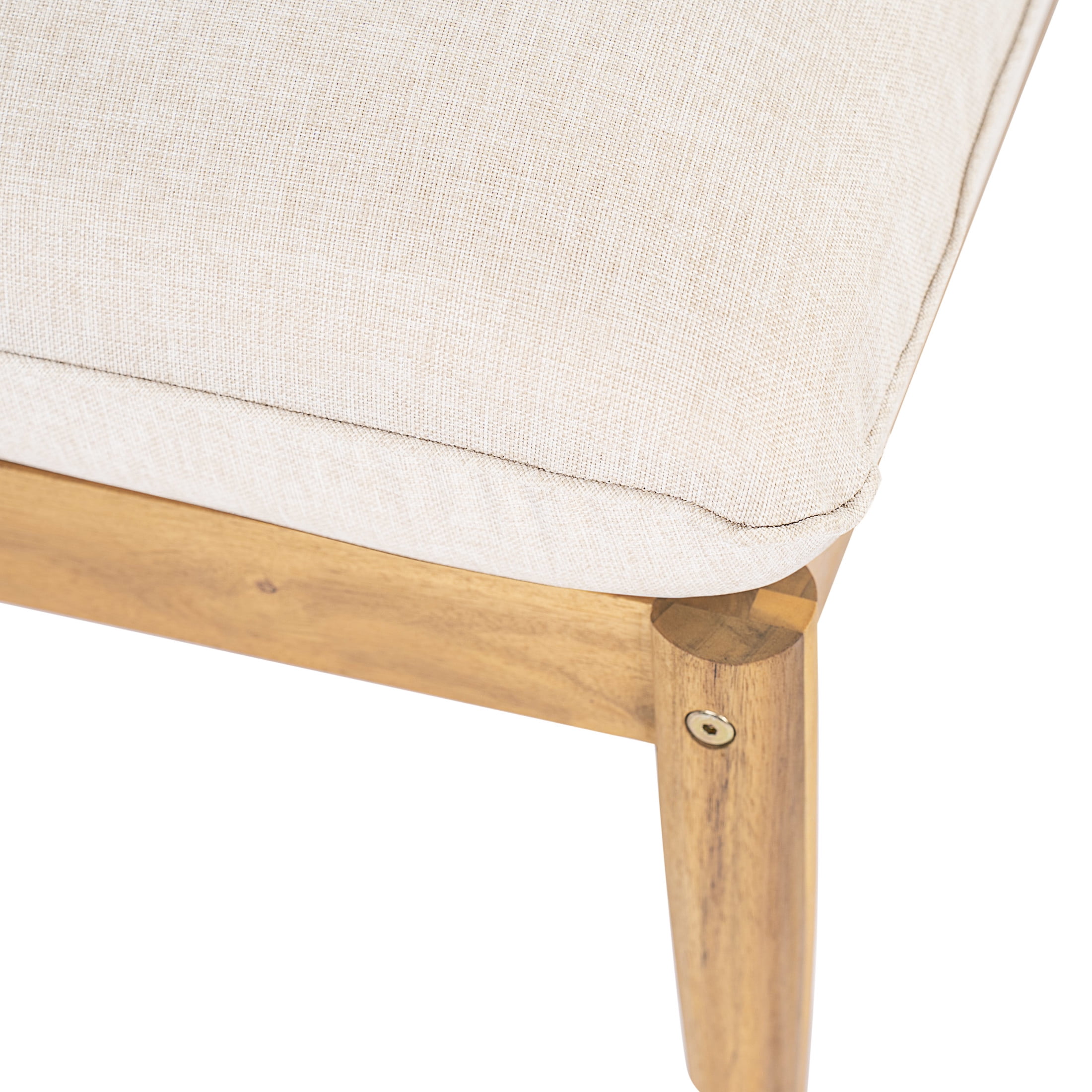 Christopher Knight Home 30" Outdoor Acacia Wood Ottoman, Light Teak Finish Patio Footrest with Beige Cushion