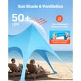 thumbnail image 3 of VEVOR Beach Tent Sun Shelter, UPF50+ Sun Protection, 9.2 ft Tall, 20 x 13 ft, Easy Pop Up Beach Canopy with Sandbags, Stability Poles, Sand Shovels, Portable Shade for Family Outings, Camping,Fishing, 3 of 9