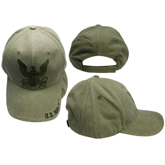 U.S. Navy With Navy Insignia Olive Green Embroidered Cap Hat CAP602SG - Licensed