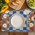 thumbnail image 4 of Blue Plaid Placemats Set of 4, Japanese Red Floral Flowers Buffalo Check Placemats for Dining Table, Place Mats for Kitchen Tabletop, Waterproof Wipeable Dining Table Mats Set, 4 of 9