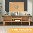 thumbnail image 6 of Wooden Rattan TV Stand for 55 65 70 inch TV, Long & Large TV Media Console Table with Storage Cabinets, Boho Farmhouse Entertainment Center for Living Room, Bedroom - Natural, 6 of 8