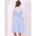 thumbnail image 3 of DARING DIVA Women's Sleeveless Square Neck Plaid A Line Pinafore Dresses M Blue, 3 of 5