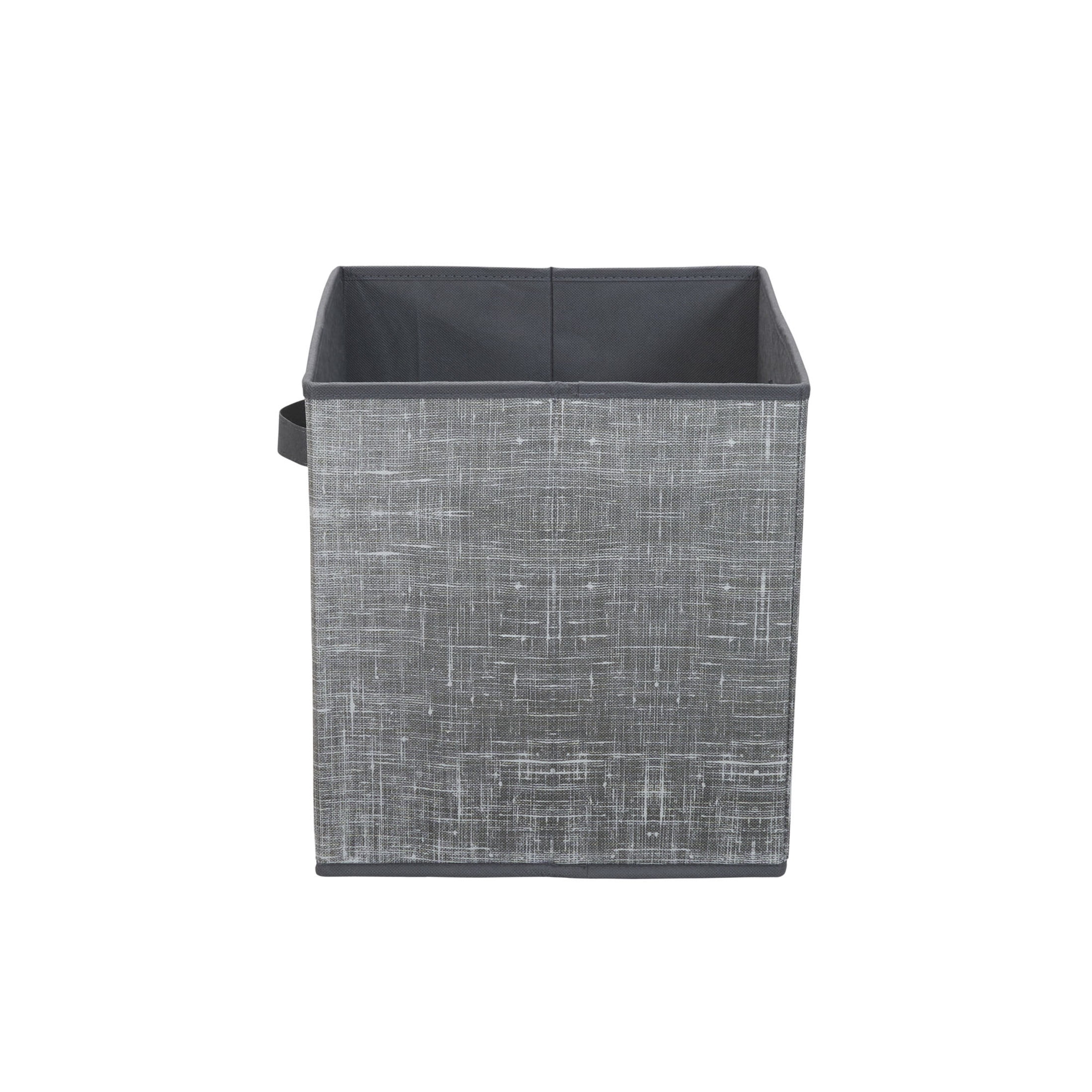 Household Essentials Fabric Storage Bins 2 Piece Set, Strong Poly-Woven Fabric, Sturdy Chipboard Sides, Grommet Front Handle, Stackable and Foldable, Classic Design, Gray Mix