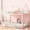 White, variant on House Bunk Bed with Fence and Door, Metal Low Twin Over Twin Bunk Beds with Roof, Floor Bunk Loft Bed Frame,Black