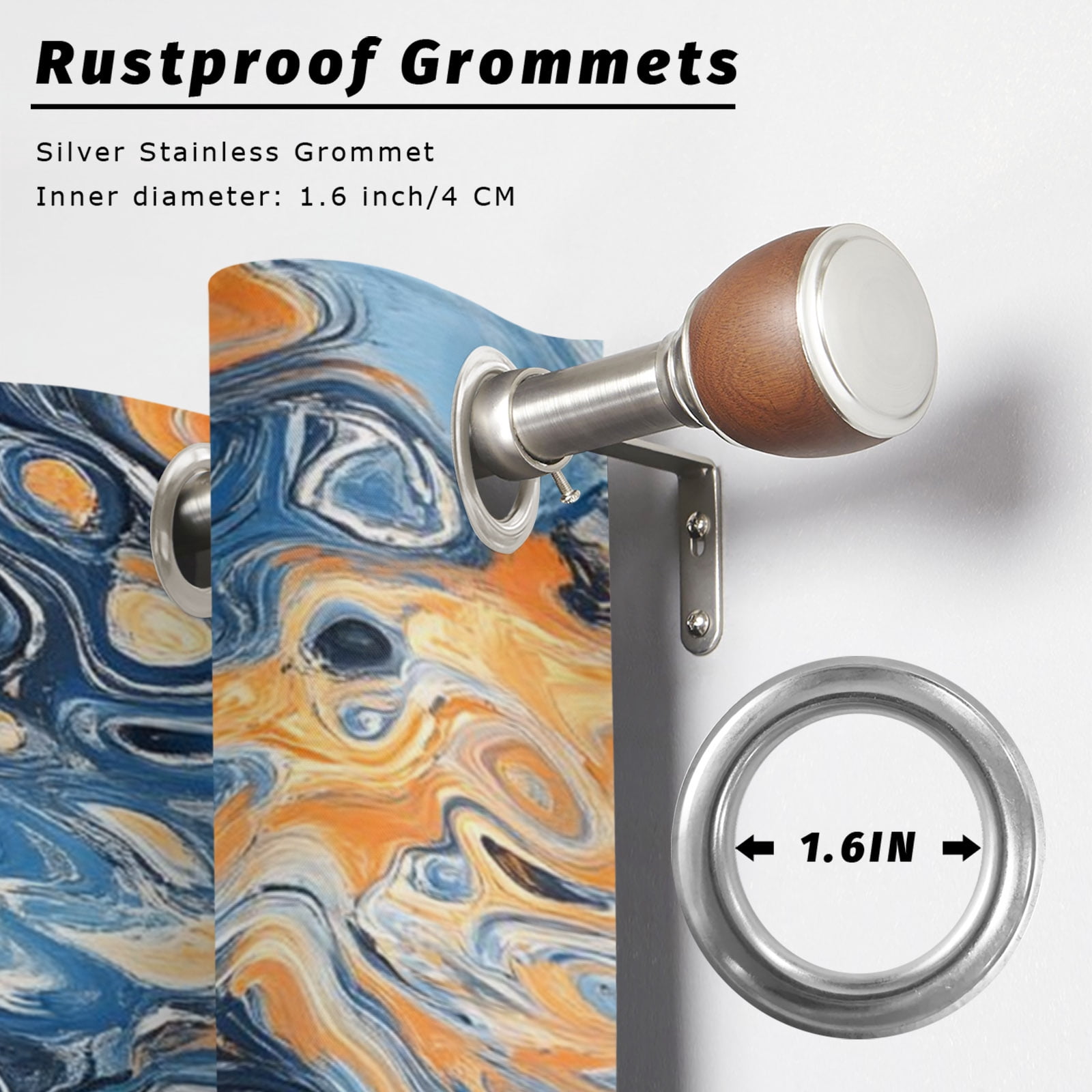 Abstract Fluid Art Outdoor Curtains for Patio, Marble Liquid Waves Coastal Bohemian Sunshade Privacy Drapes Grommet Waterproof Outside Curtains for Porch/Cabana/Balcony 54"x 108", 1 Panel