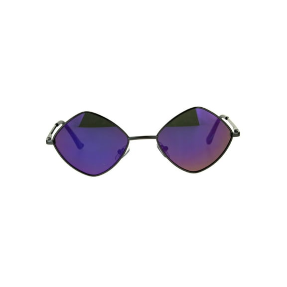 Mens Pimp Hippie Diamond Color Mirror Square Metal Rim Sunglasses Gunmetal Purple
