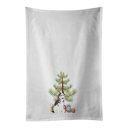 

Siberian Husky Silver and White #2 Christmas White Kitchen Towel Set of 2 19 in x 28 in
