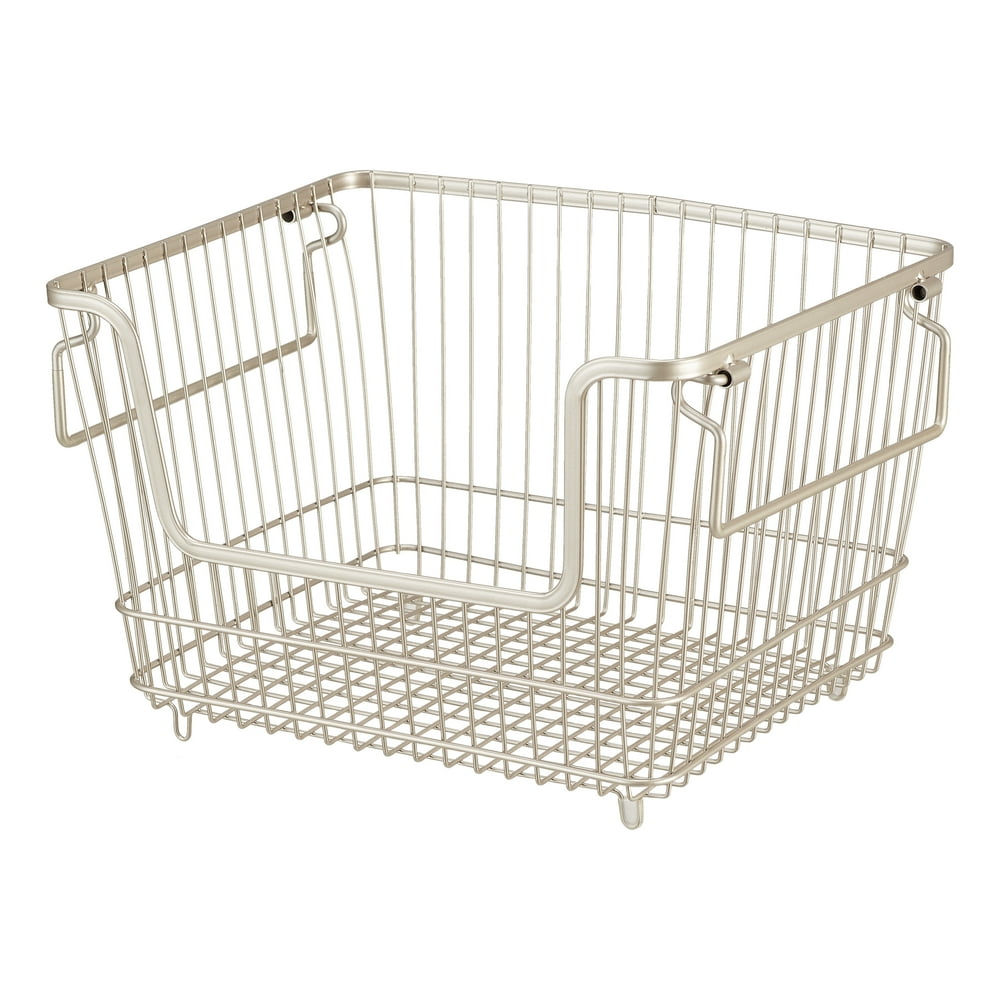 Mainstays Stackable Metal Storage Basket, Multiple Sizes
