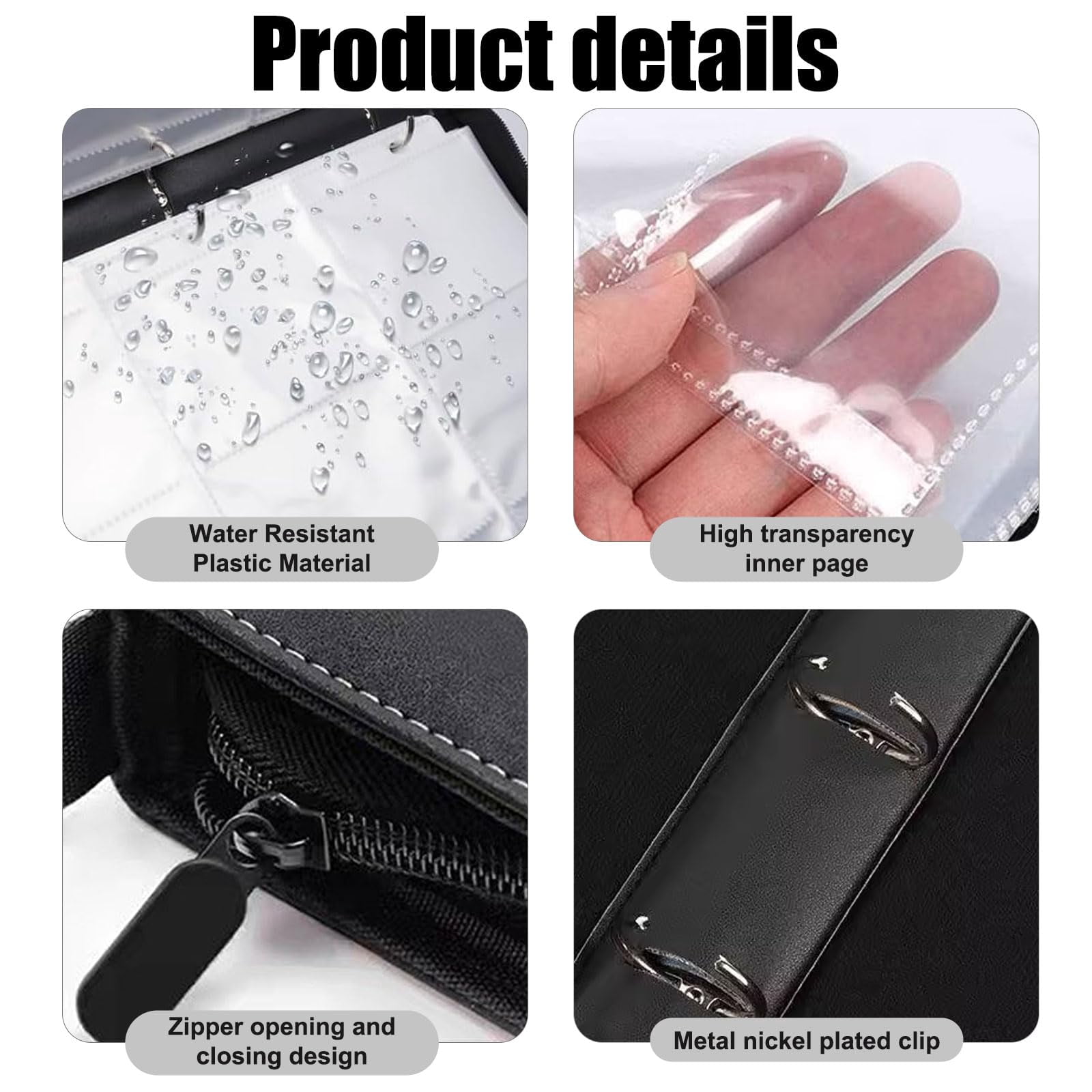 KENDINHF Trading Card Binder 9 Pocket PU Zipper Waterproof 900 Pockets