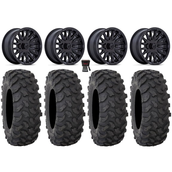 MSA Creed 15" Wheels Black 30" XTR370 Tires Can-Am Maverick X3 / Honda Pioneer 1000 / Talon