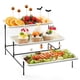 thumbnail image 1 of Bandeja de 3 Niveles para Fiestas, Bandejas de plástico de 30x17cm para Alimentos, Bandejas Reutilizables Blancas con Soporte de exhibición de Metal Negro para Alimentos, 1 of 8