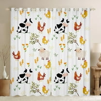 Homewish Cute Milk Cow Blackout Curtains Set of 2 (52x84 Each),Kawaii Farmhouse Sheep Window Curtains,Boho Style Chicken Curtains and Drapes For Kids,Luxury Bedroom Decor