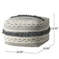 thumbnail image 3 of Noble House Ariadne Large Contemporary Faux Yarn Pouf Ottoman, Ivory and Gray, 3 of 7