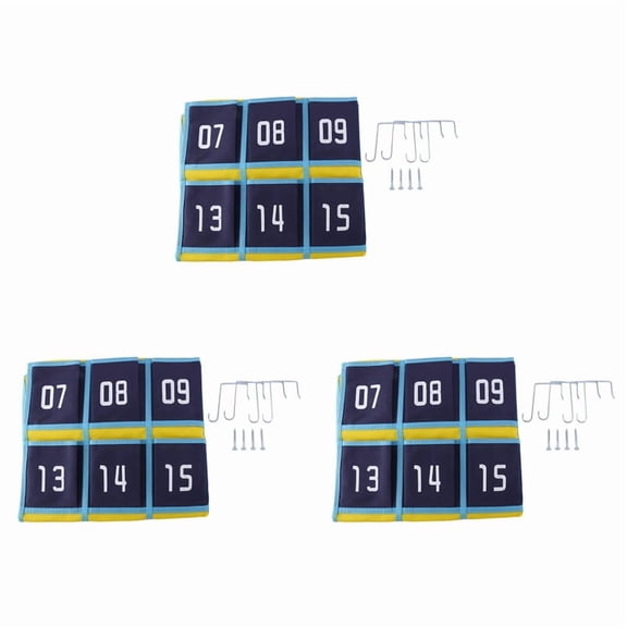 3X Numbered Pocket Chart Classroom Organizer for Cell Phones Calculator Holders (30 Pockets, Blue Pockets)