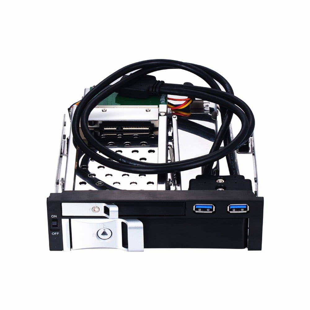Hard 5.25 inch Internal Dual Slot Hard Disk Case 2.5+3.5 inch  HDD/SSD Enclosure Tool-free Design with 2 USB3.0 Ports Safety Locks Not Inclube Hard Disk