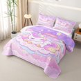 thumbnail image 3 of Erosebridal Kawaii Cute Unicorn Bed Spread Queen，Pink Clouds Cute Stars Queen Coverlet Set For Kids Girls,3pcs, 3 of 7