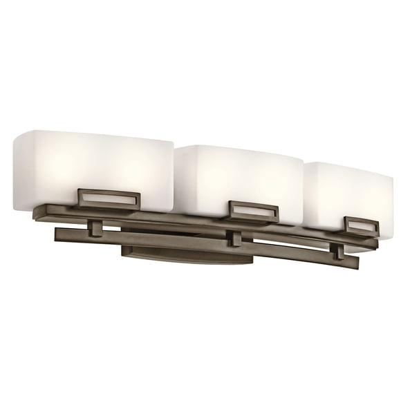 Kichler 45226SWZ Leeds Luminaire de Bain 6 Lumières, Bronze Ombre avec Verre Opale Découpé en Satin