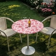 thumbnail image 3 of SEANATIVE 4 Pieces Cocktail Table Cover Stretch Round Tablecloth with Elastic Edge Table Topper Cap Table Decor for Bar Pub Party Restaurant, Love Heart-shaped Cookie Valentine's Day Pink, 3 of 7