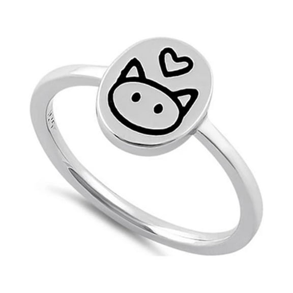 925 Sterling Silver Platinum Plated Cat Love Women Valentines Day Gifts Ring