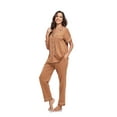 thumbnail image 7 of ANLIQI Women's 100% Cotton Pajama Set Button Down Sleepwear Short Sleeve Shirt and Long Pants Soft ladies Lounge Sets(Brown,XL), 7 of 7