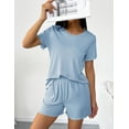 thumbnail image 3 of Ekouaer 2 Packs Womens Pajama Set Short Sleeve Sleepwear Soft Top and Shorts Pjs Casual Outfits Lounge Set with Pockets, 3 of 6
