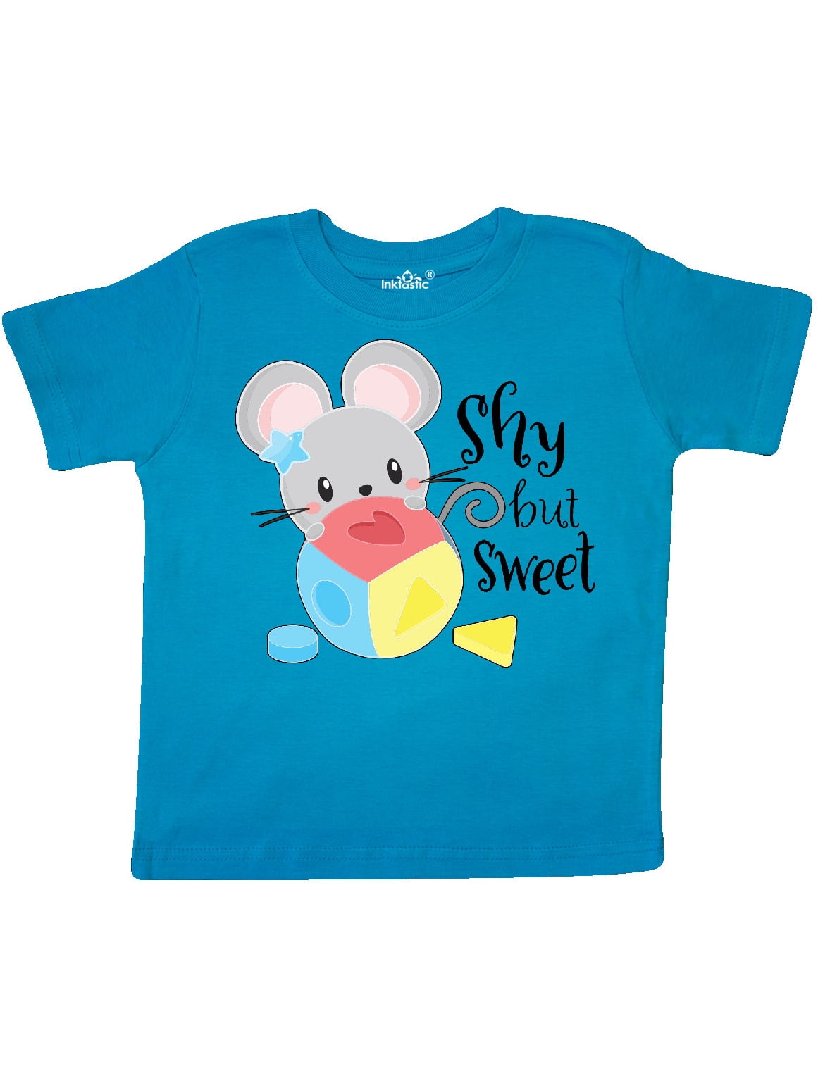 inktastic Shy But Sweet Cute Mouse with Toy Block Long Sleeve Creeper