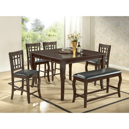 Betty 6 Pieces Counter Height Set, Dark Cherry