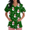thumbnail image 6 of Garbnen Women's Scrub Tops Merry Christmas Fitted Scrub Tops Women Stretchy Short Sleeve V Neck Santa Claus Print Nurse Uniform with Pockets, 6 of 6