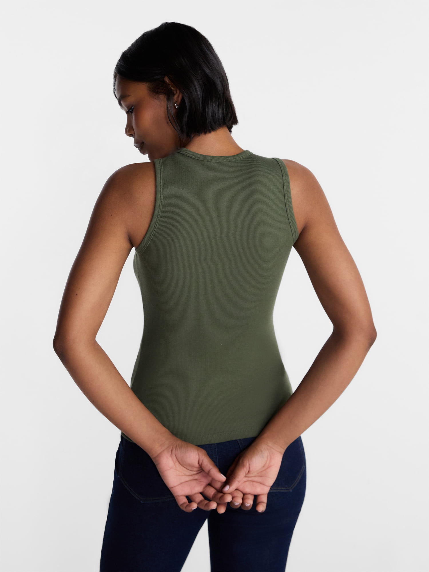 No Boundaries Ribbed High Neck Tank Top, Women's XXS-XXL