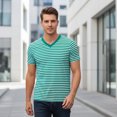 thumbnail image 6 of Men's Crewneck Striped T-Shirt, Soft Elastic Cotton Tee for Everyday Wear, 6 of 8