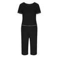 thumbnail image 4 of Njoeus Pajamas Set for Women Soft Sleepwear Short Sleeve V Neck Shirt Top and Capris Pajama Pants Sets Casual Loose Pjs 2 Piece Lounge Set, 4 of 5