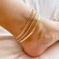 thumbnail image 4 of Cterwk 1PC 14K Gold Ankle Bracelets for Women Waterproof Layered Cuban Link Chain Anklet, 4 of 9