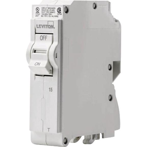 Leviton R03-LB115-GFR 15 Amp 1-Pole Plug-On GFCI Branch Circuit Breaker 120 VAC