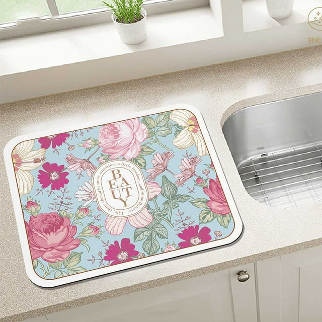 Xihbxyly Tapete de Secado para Encimera de Cocina, Diseño Suave y Absorbente, Base de Goma Antideslizante, Gran Absorción de Agua, Opciones de Varios Estilos, Ideal para Sala de Estar, Comedor y Baño