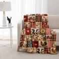 thumbnail image 3 of SPXUBZ Soft Warm Cozy Country Farmhouse Animals Red Plaid Quilt Flannel Throw Blanket For Bed Couch Sofa Rustic Decor Gift, 3 of 3