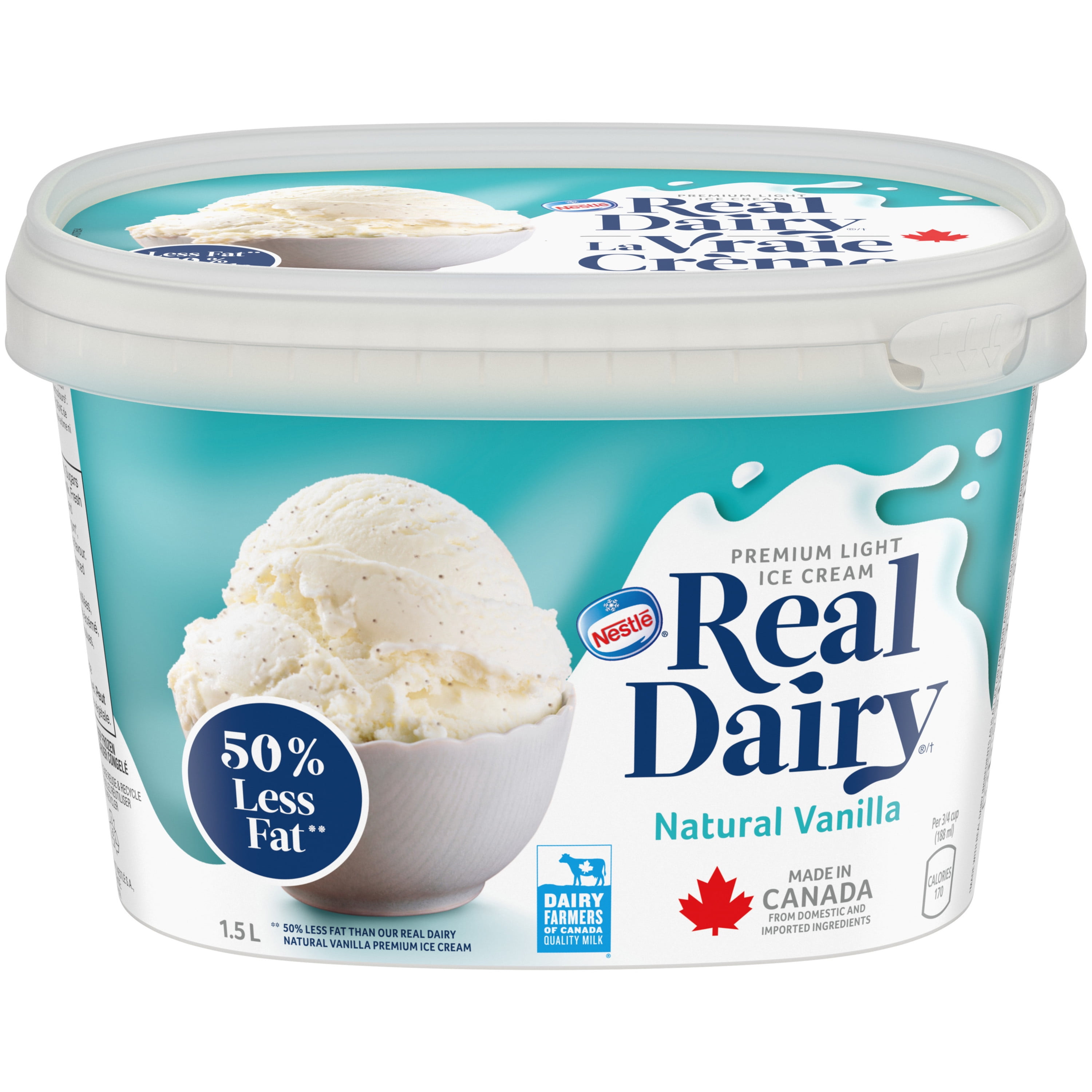 REAL DAIRY® 50% Less Fat Natural Vanilla Premium Light Ice Cream 1.5 L Tub