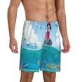 thumbnail image 2 of Bixox Men's Lighthouse Sea Port printed lightweight casual shorts, soft sleep shorts with pockets., 2 of 7