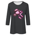thumbnail image 5 of VKOYWKM Women's 3/4 Sleeve Tops Breast Cancer Awareness Shirts Inspirational Cancer Crew Neck Loose Fit Pink Ribbon Graphic Tee, 5 of 5