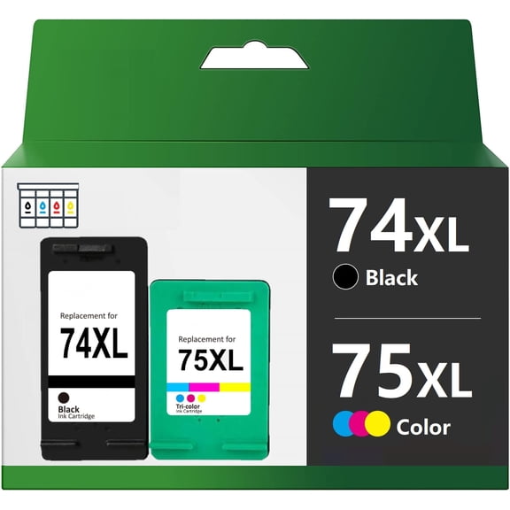 Generic Ink Cartridge Replacement for 74 75 ( Black, Color , 2-Pack )