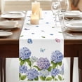 thumbnail image 3 of Table Runners 72 Inches Long Dress Scarves, Spring Hydrangeas Farmhouse Kitchen Table Runner, Coffee Tablerunners, Purple Floral Butterfly Leaves 18x72 Inch, 3 of 9