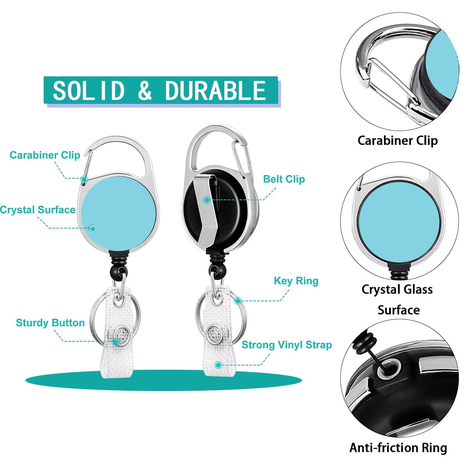 Porte Badge ID Avec Lanyard Breakaway – Rétractable, Clips Détachables – Pour Bureau, Infirmiers, événements - 5