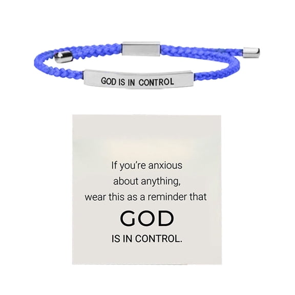 God Is In Control Inspirational Stainless Steel Bracelet with Adjustable Braided Design for Everyday Wear and Uplifting Message
