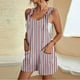 thumbnail image 2 of Ploknplq Shorts Jumpsuit,Overalls for Women,Spaghetti Strap Overall,Women's Spring Striped Pocket Loose Casual Jumpsuit,Rompers for Women,Jumpsuits for Women Pink S, 2 of 5