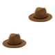 thumbnail image 4 of Sonducket Sombreros con hebilla de cinturón Otoño Invierno sólido ala ancha gorras de lana cálida mujeres hombres niños boda Iglesia fiesta Caqui 58cm 2piezas, 4 of 6