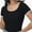 Black, variant on Women's Short Sleeve Square Neck Color Block T Shirt Summer Slim Fit Basic Tee Tops