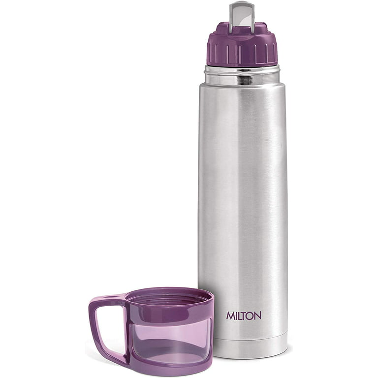 Milton Thermosteel Duo DLX 1000, Double Walled Vacuum Insulated Flask 1000  ml | 34 oz | 1 Ltr |24 Hours Hot and Cold Water Bottle, 18/8 Stainless