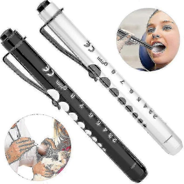 Linterna médica tipo bolígrafo con medidor de pupila y regla, linterna LED para examen ocular, oral y auditivo, linterna para enfermeras, médicos y primeros auxilios.